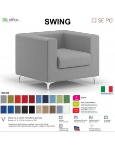 SWING SW0081 Poltrona attesa singolo posto imbottita Base con piedi in acciaio cromato SEIPO Tessuto V