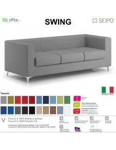 SWING SW0083 divano 3 posti imbottita Base con piedi in acciaio cromato SEIPO Tessuto V