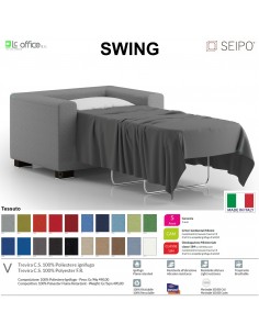 SWING SW0091 Poltrona attesa singolo posto imbottita con letto una piazza Base piedi legno verniciato SEIPO tessuto V