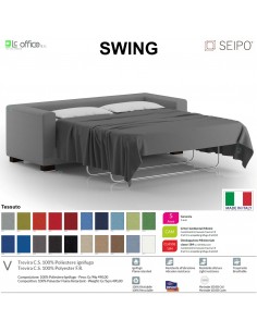SWING SW0093 DIVANO LETTO 3 POSTI imbottita una piazza Base piedi legno verniciato SEIPO tessuto V