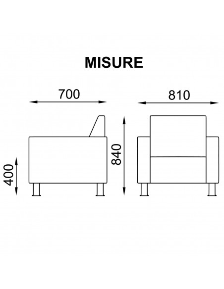 Misure poltrona Foster 1 posto Seipo