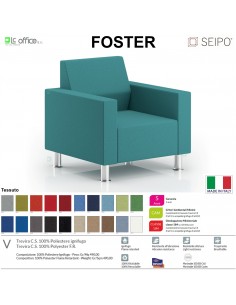 Foster F0040 Poltrona attesa Imbottita Singola Base 4 piedi cromati Seipo tessuto V CLASS 1IM