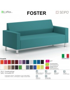 Foster F0042 divano 3 posti Imbottita Singola Base 4 piedi cromati Seipo ecopelle D2 CLASS 1IM