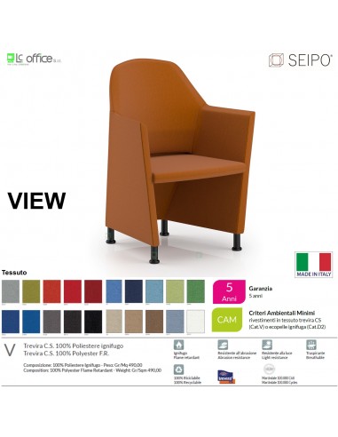 VIEW V0060N Poltrona base 4 piedini Neri Seipo tessuto V CLASS 1IM