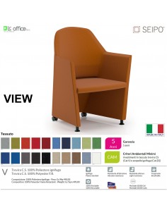 VIEW V0060RP Poltrona impilabile orizzontalmente base Ruote posteriori e piedini anteriori Seipo tessuto V CLASS 1IM