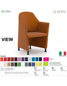 VIEW V0060N Poltrona impilabile orizzontalmente base 4 piedini neri Seipo Ecopelle D2 CLASS 1IM