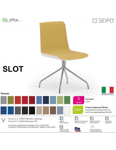 SLOT SL0003 Poltrona girevole Quattro razze in tubo di acciaio cromato tessuto V
