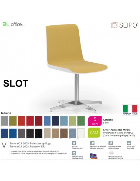 SLOT SL0006 Poltrona girevole Quattro razze in lama di acciaio cromata tessuto V