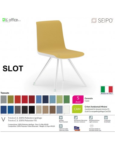SLOT SL0009 Poltrona FISSA Quattro piedi piramidali in tubo di acciaio cromato tessuto V
