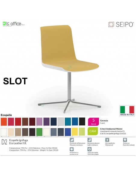SLOT SL0004 Poltrona girevole Quattro razze in tondino di acciaio cromato ECOPELLE D2