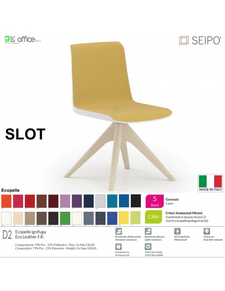 SLOT SL0008 poltrone girevole Quattro piedi in legno ECOPELLE D2