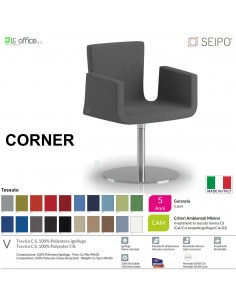 CORNER CR0011 poltrona auto allineante imbottita base zavorrata tonda cromata tessuto V