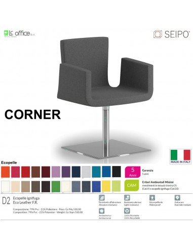 CORNER CR0012 Poltrona autoallineante Base zavorrata quadra ecopelle D2 SEIPO
