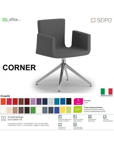 CORNER CR0014 Poltrona girevole Base piramidale in alluminio ecopelle D2 SEIPO