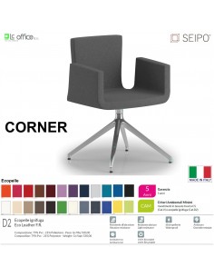 CORNER CR0014 Poltrona girevole Base piramidale in alluminio ecopelle D2 SEIPO