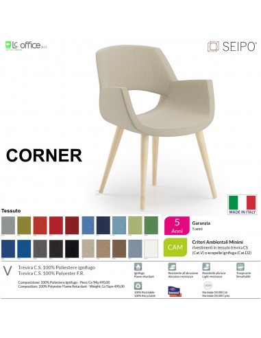 CORNER CR0037 Poltrona fissa Quattro piedi in legno tessuto V