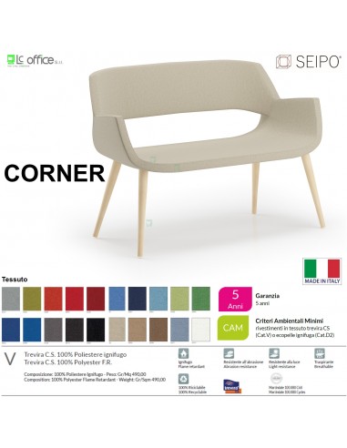 CORNER CR0038 Divano due posti Quattro gambe in legno tessuto V