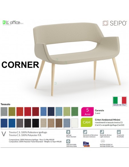 CORNER CR0038 Divano due posti Quattro gambe in legno tessuto V