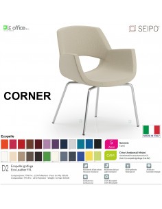 CORNER CR0031 Poltrona fissa Quattro piedi in tubo di acciaio cromato ecopelle D2 SEIPO