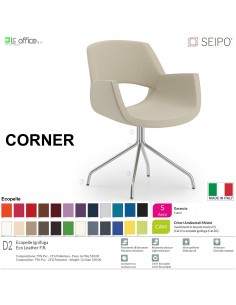 CORNER CR0032 Poltrona fissa Quattro razze in tubo di acciaio cromato ecopelle D2 SEIPO