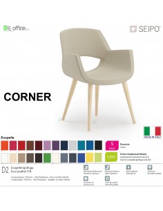 CORNER CR0037 Poltrona fissa Quattro piedi in legno ecopelle D2 SEIPO