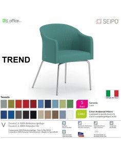 TREND TR0001 poltrona fissa imbottita quattro piedi in tubo di acciaio cromato tessuto V