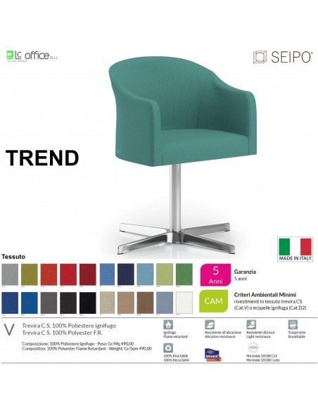 TREND TR0003 Poltrona girevole ed elevabile Poltrona a gas tessuto V
