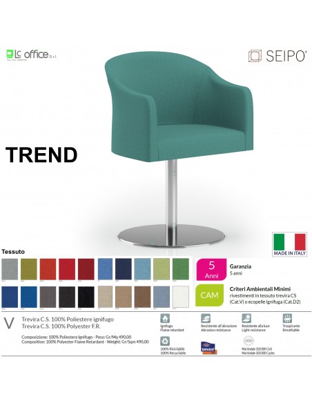 TREND TR0004 Poltrona autoallineante Base zavorrata tonda tessuto V
