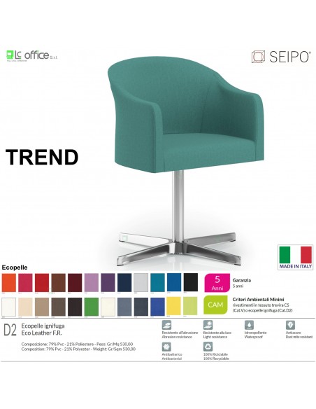 TREND TR0003 Poltrona girevole ed elevabile Poltrona a gas ecopelle D2 SEIPO