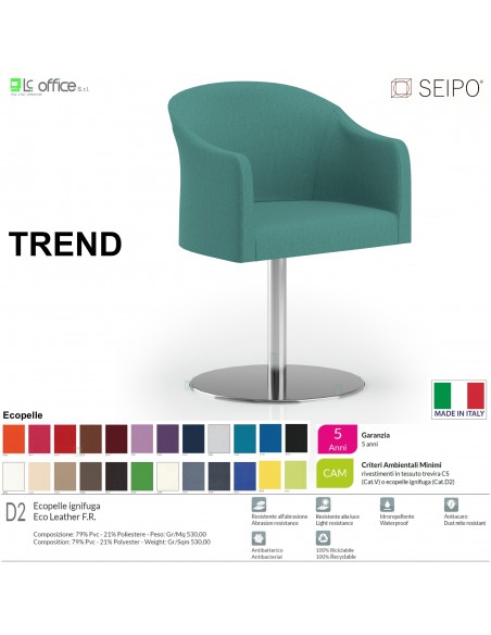TREND TR0004 Poltrona autoallineante Base zavorrata tonda ecopelle D2 SEIPO