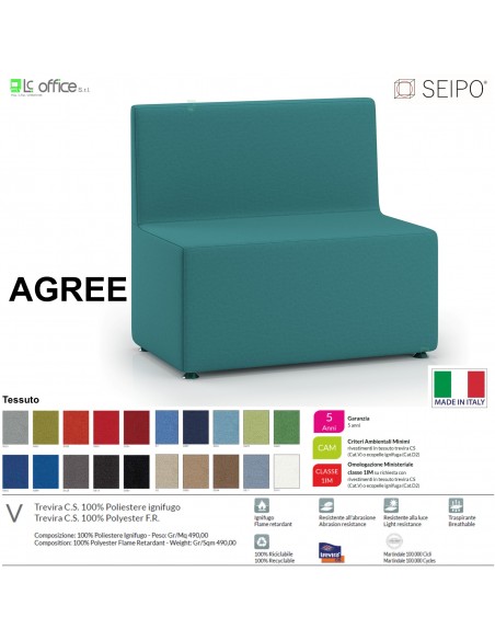 AGREE A0002 Divano 2 posti componibile imbottito tessuto V