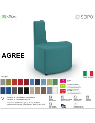 AGREE A0003 DDivano curva esterna 90° componibile imbottito tessuto V