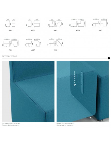 DETAGLI AGREE Divano componibile imbottito