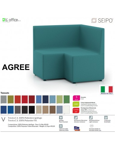 AGREE A0006 Divano retto interno 90° componibile imbottito tessuto V