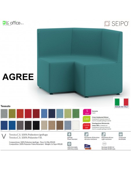 AGREE A0007 Divano retto interno 90° componibile imbottito tessuto V