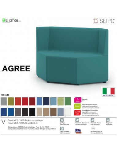 AGREE A0008 Divano retto interno 90° componibile imbottito tessuto V