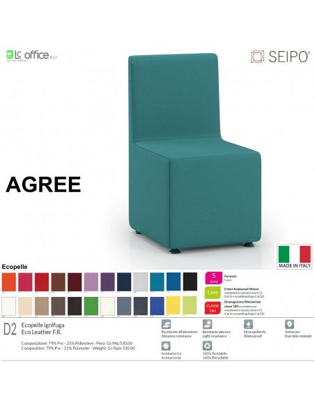 AGREE A0001 poltrona attesa singola imbottita ecopelle D2 SEIPO