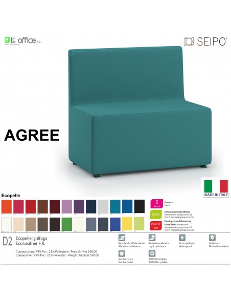 AGREE A0002 divano 2 posti imbottita componibile ecopelle D2 SEIPO