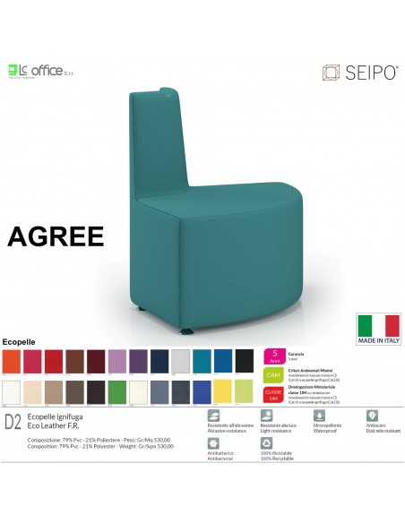 AGREE A0003 Divano curva esterna 90° componibile ecopelle D2 SEIPO