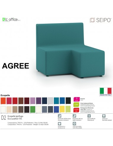 AGREE A0004 Divano Angolo retto 90° lato SX senza schienale componibile ecopelle D2 SEIPO