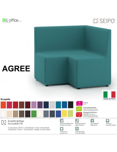 AGREE A0006 Divano retto interno 90° componibile ecopelle D2 SEIPO