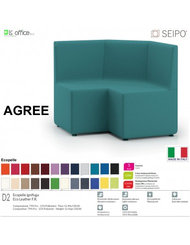 AGREE A0008 Divano retto interno 90° componibile ecopelle D2 SEIPO