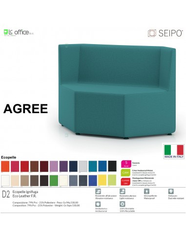 AGREE A0008 Divano retto interno 90° componibile ecopelle D2 SEIPO