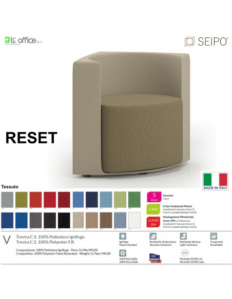 RESET RS0001 Poltrona attesa imbottita singola Base cromata SEIPO Tessuto V