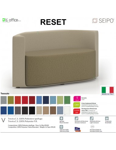 RESET RS0002 Divano 2 posti Base cromata SEIPO Tessuto V
