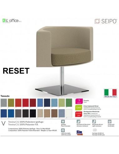 RESET RS0005 Poltrona autoallineante Base zavorrata QUADRA Base cromata SEIPO Tessuto V