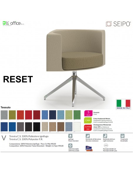RESET RS0009 Poltrona girevole Base piramidale in alluminio SEIPO Tessuto V