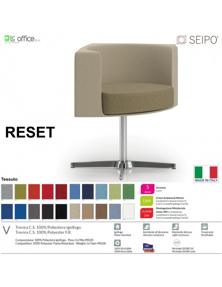 RESET RS0010 Poltrona girevole ed elevabile a gas Base 4 razze in alluminio SEIPO Tessuto V