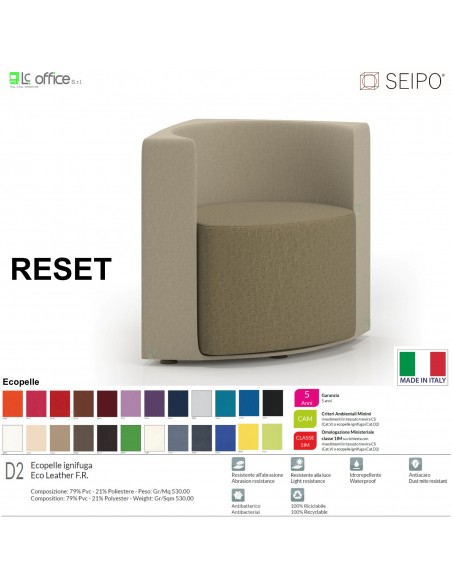 RESET RS0001 Poltrona attesa imbottita singola Base cromata SEIPO Ecopelle D2