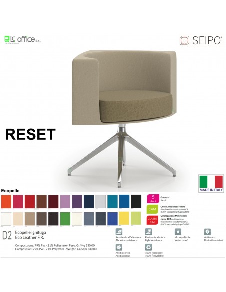 RESET RS0009 Poltrona girevole Base piramidale in alluminio SEIPO Ecopelle D2